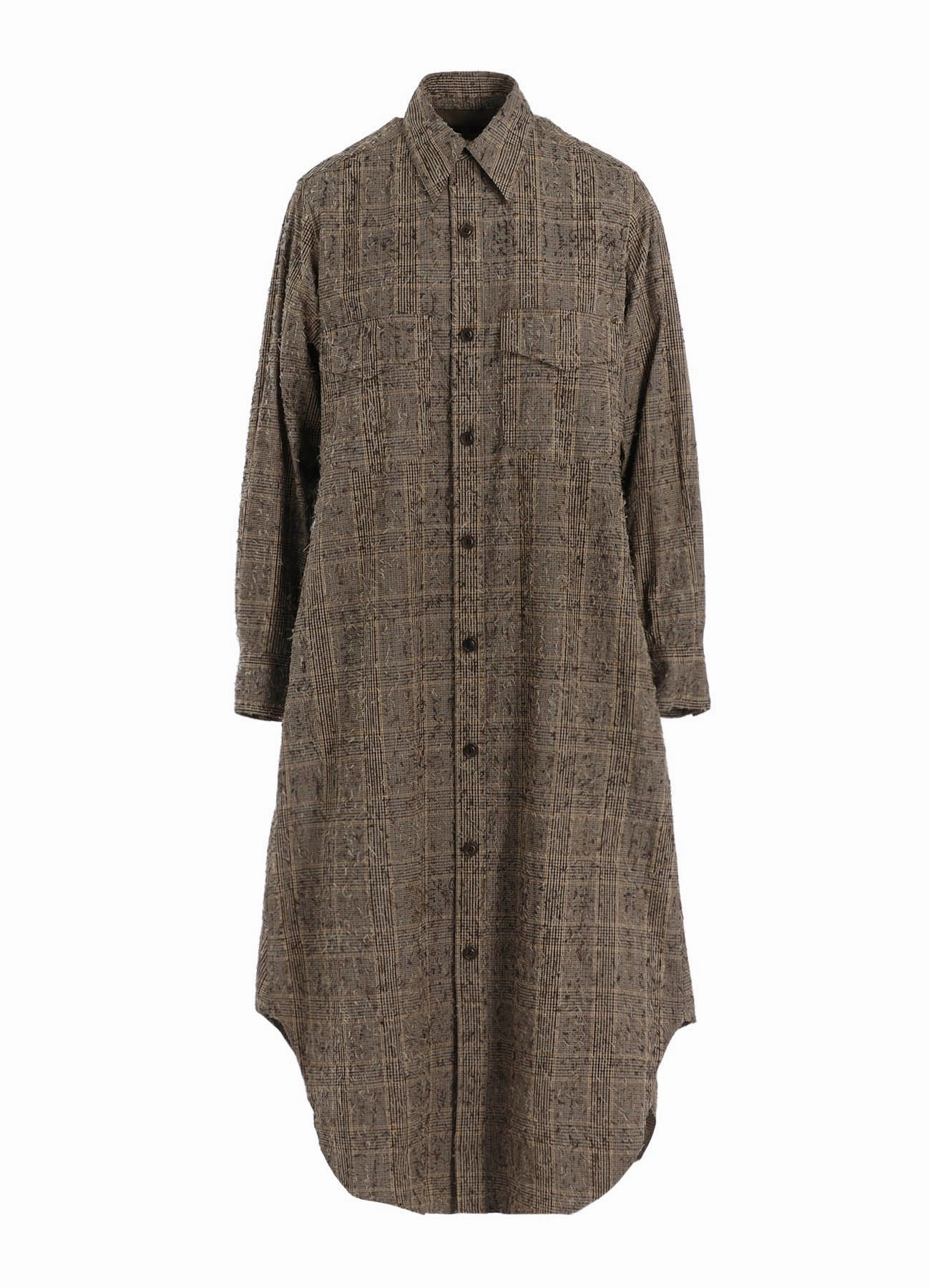 NEEDLE-PUNCHED MILITARY LONG DRESS Fluid movement Bishop-Sleeve