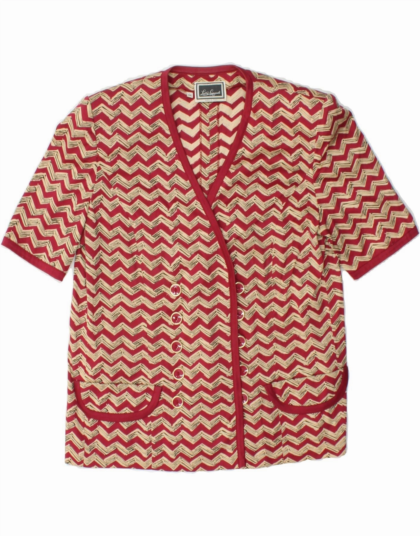 Comfort Wear LUISA SPAGNOLI Womens Blazer Jacket IT 44 Medium Red Chevron