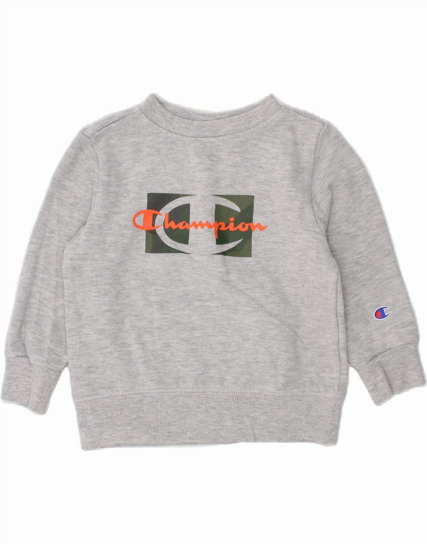 CHAMPION Baby Boys Graphic Sweatshirt Jumper 18-24 Months Grey Cotton Odor Resistant Blend Anti Static Technology