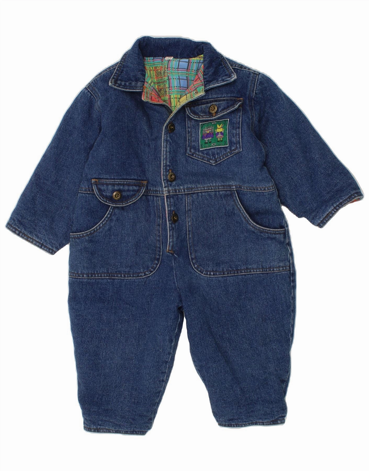 VINTAGE Baby Boys Denim Jumpsuit 9-12 Months  Navy Blue Office Model Vivid Youth