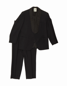 VINTAGE Mens 1 Button 2 Piece Suit UK 38 Medium W30 L30 Black Flattering Design Trendy Appearance