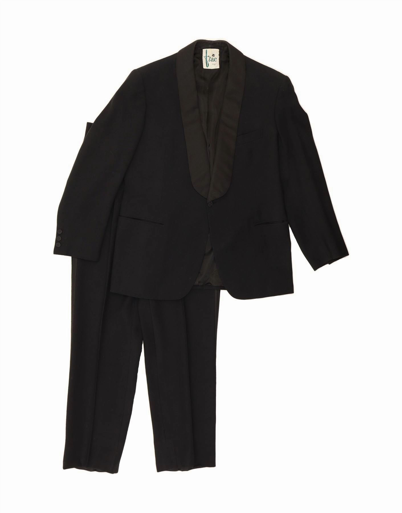 VINTAGE Mens 1 Button 2 Piece Suit UK 38 Medium W30 L30 Black Flattering Design Trendy Appearance