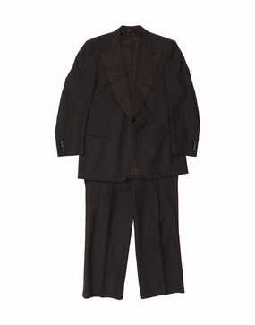 VINTAGE Mens 1 Button 2 Piece Suit UK 40 Large W36 L29 Black Chic and Polished Durable stitching details