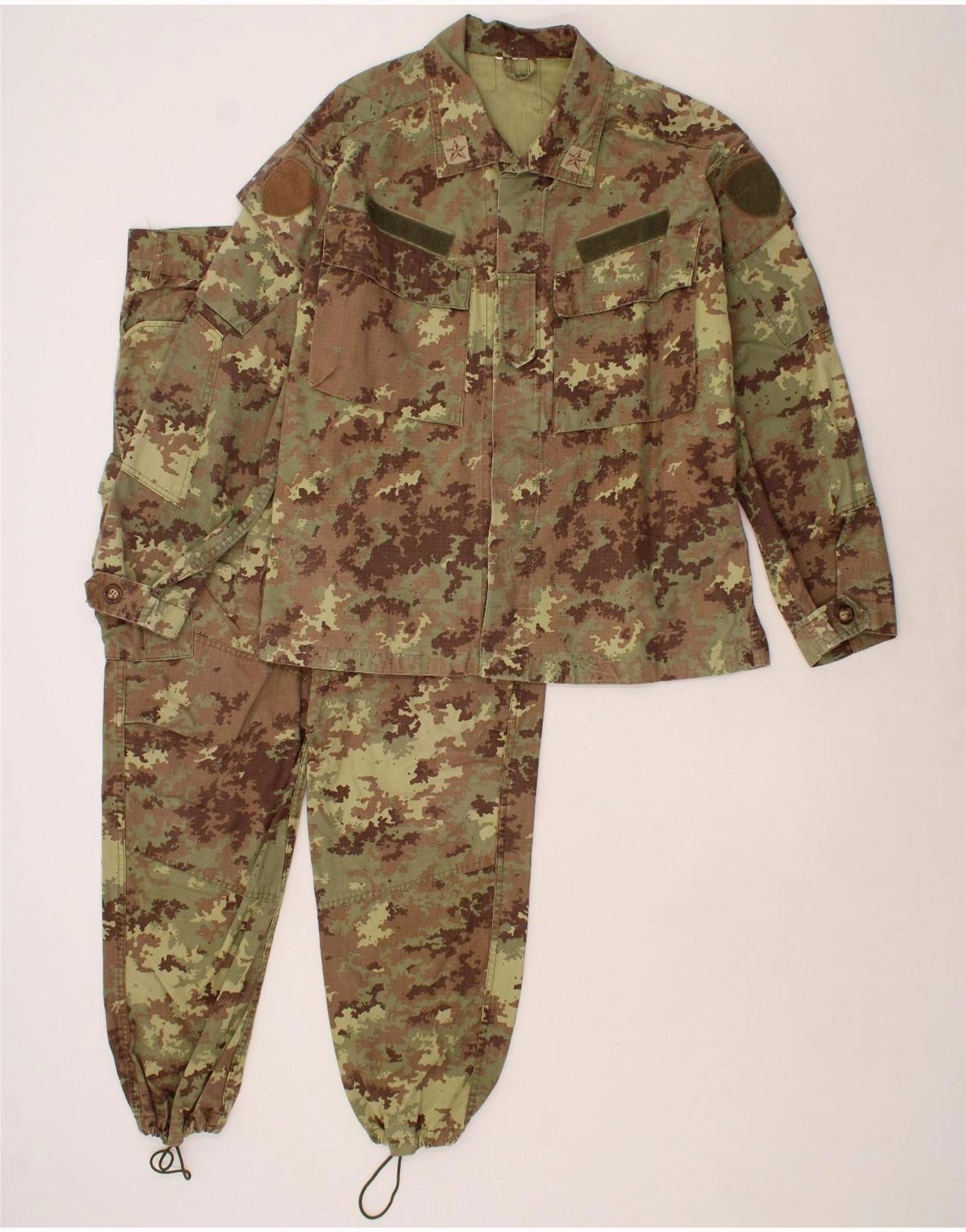 Classic Layer Sharp Tailoring VINTAGE Mens 2 Piece Set UK 42 XL W38 L31 Khaki Camouflage