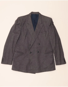 VINTAGE Mens Blazer Jacket UK 40 Large Navy Blue Herringbone Chic Business