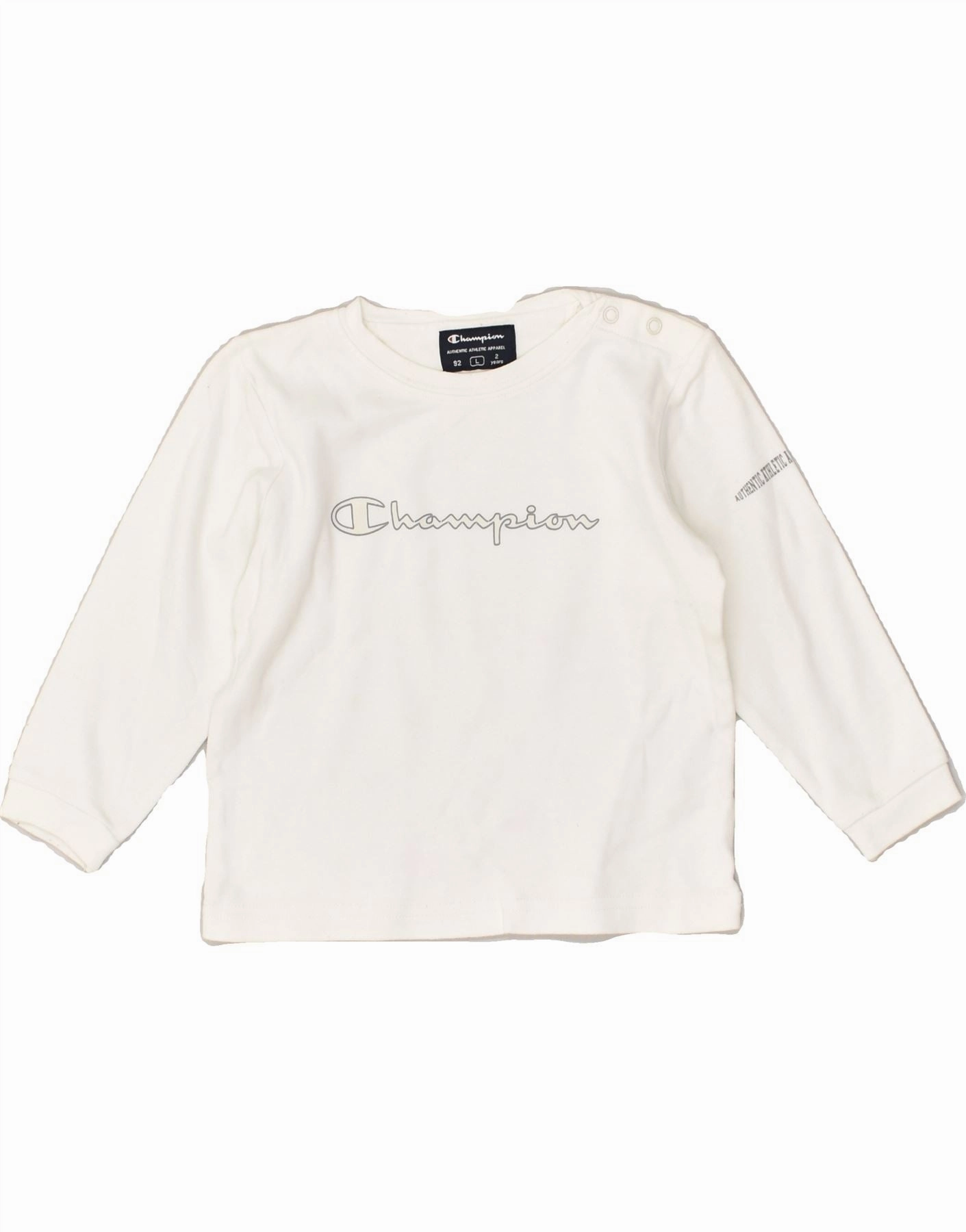 Unisex Choice Petite Cut CHAMPION Baby Boys Graphic Top Long Sleeve 18-24 Months Large White Cotton