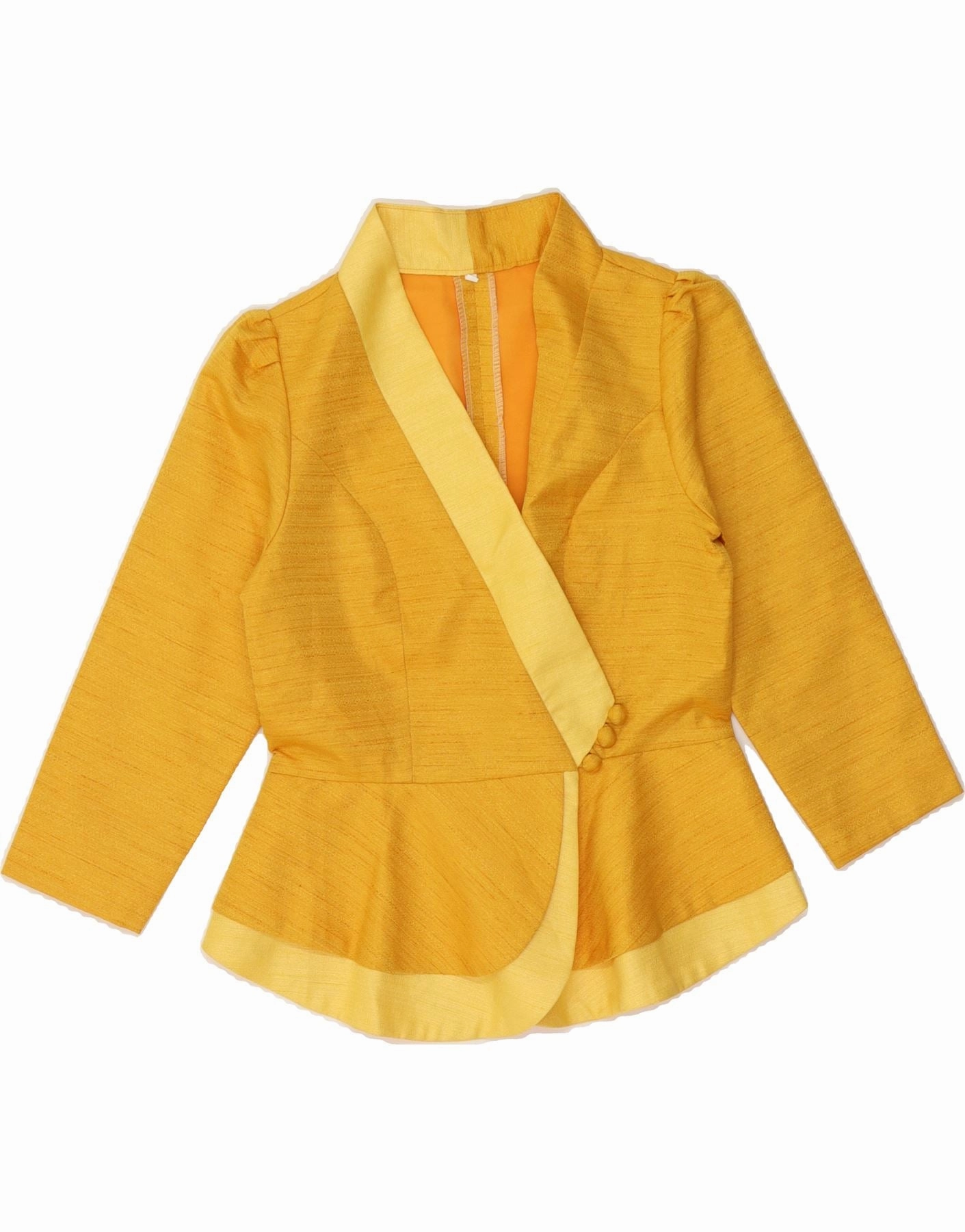 VINTAGE Womens Blazer Jacket EU 34 XS Yellow Smart Comfort Fit