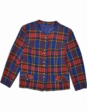 Refined Style VINTAGE Womens Blazer Jacket EU 42 Large Navy Blue Check