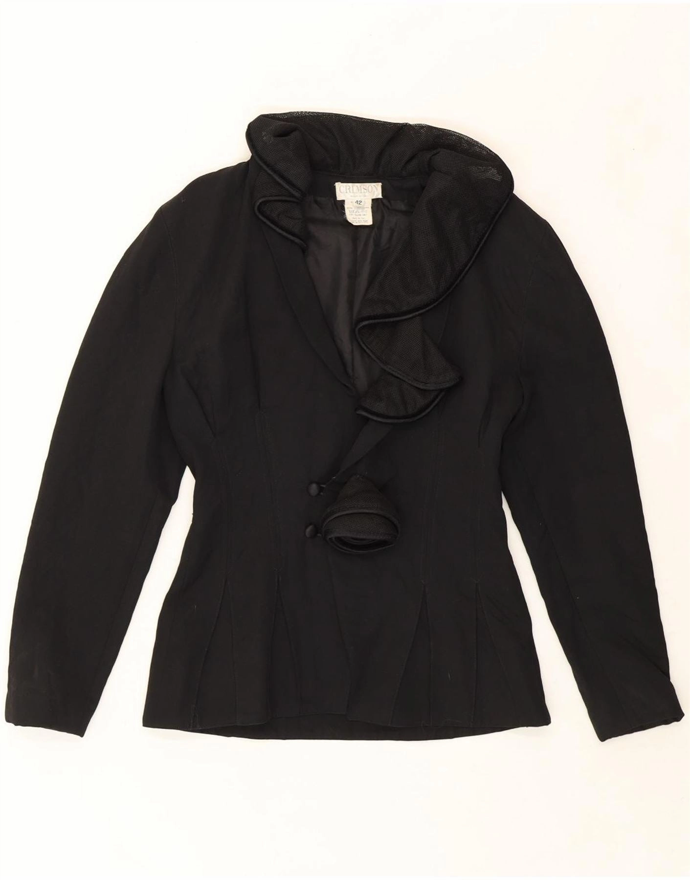 Elegant Fit VINTAGE Womens Blazer Jacket IT 42 Medium Black Wool