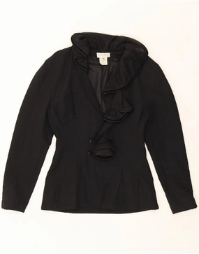Elegant Fit VINTAGE Womens Blazer Jacket IT 42 Medium Black Wool