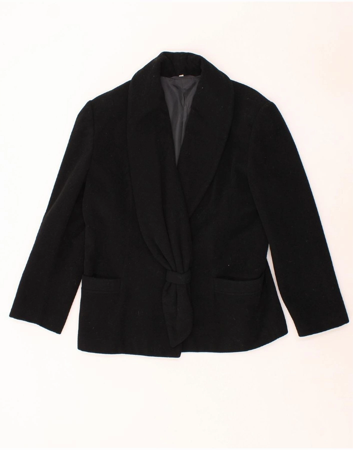VINTAGE Womens Blazer Jacket IT 44 Medium Black Viscose Minimal Wear