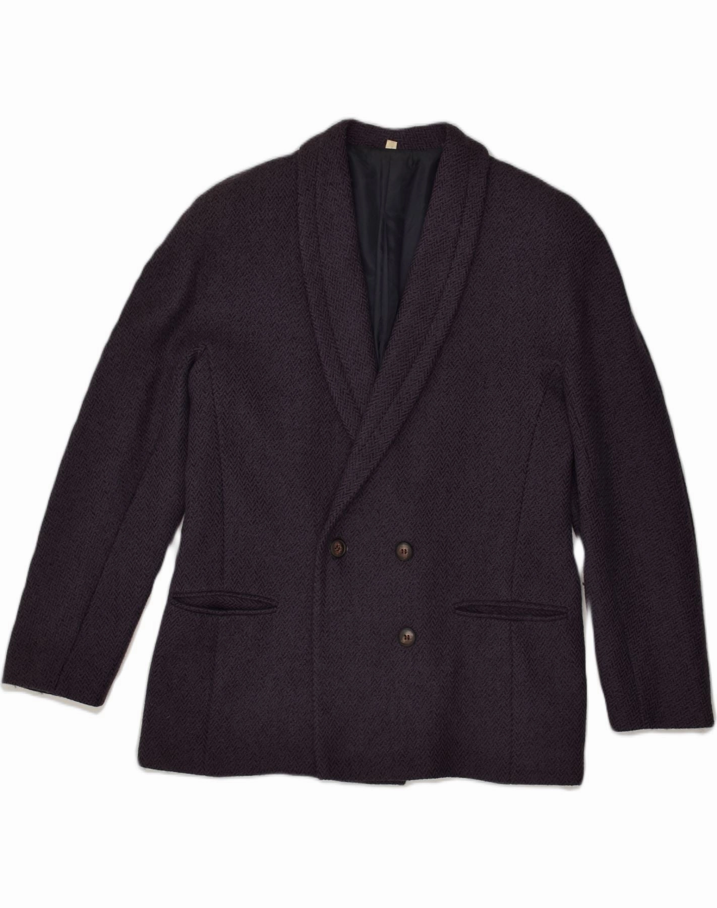 VINTAGE Womens Blazer Jacket IT 44 Medium Purple Virgin Wool Refined Look Wear