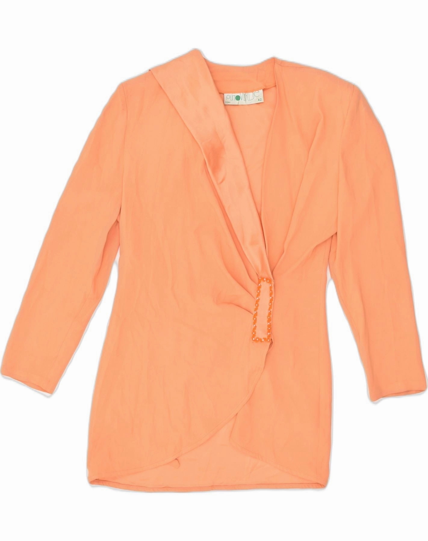 VINTAGE Womens Blazer Jacket IT 46 Large Orange Polyester Classic Comfort Contemporary Fit