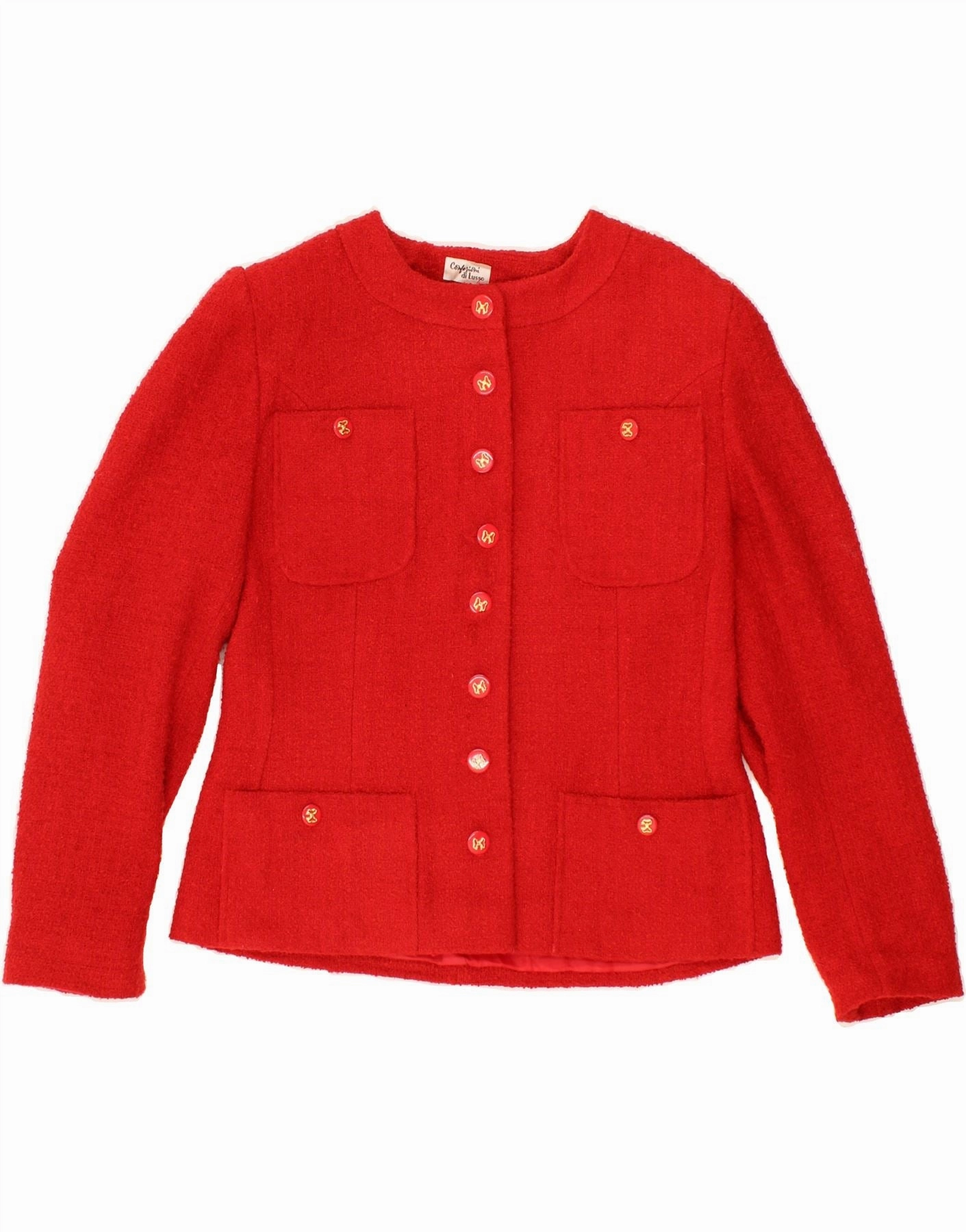 VINTAGE Womens Blazer Jacket IT 46 Large Red Acrylic All-Occasion Wear