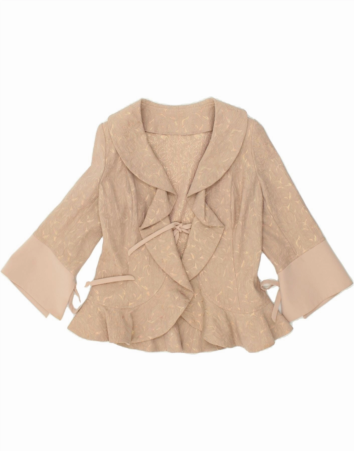 VINTAGE Womens Blazer Jacket UK 10 Small Beige Premium Layer Classic Comfort