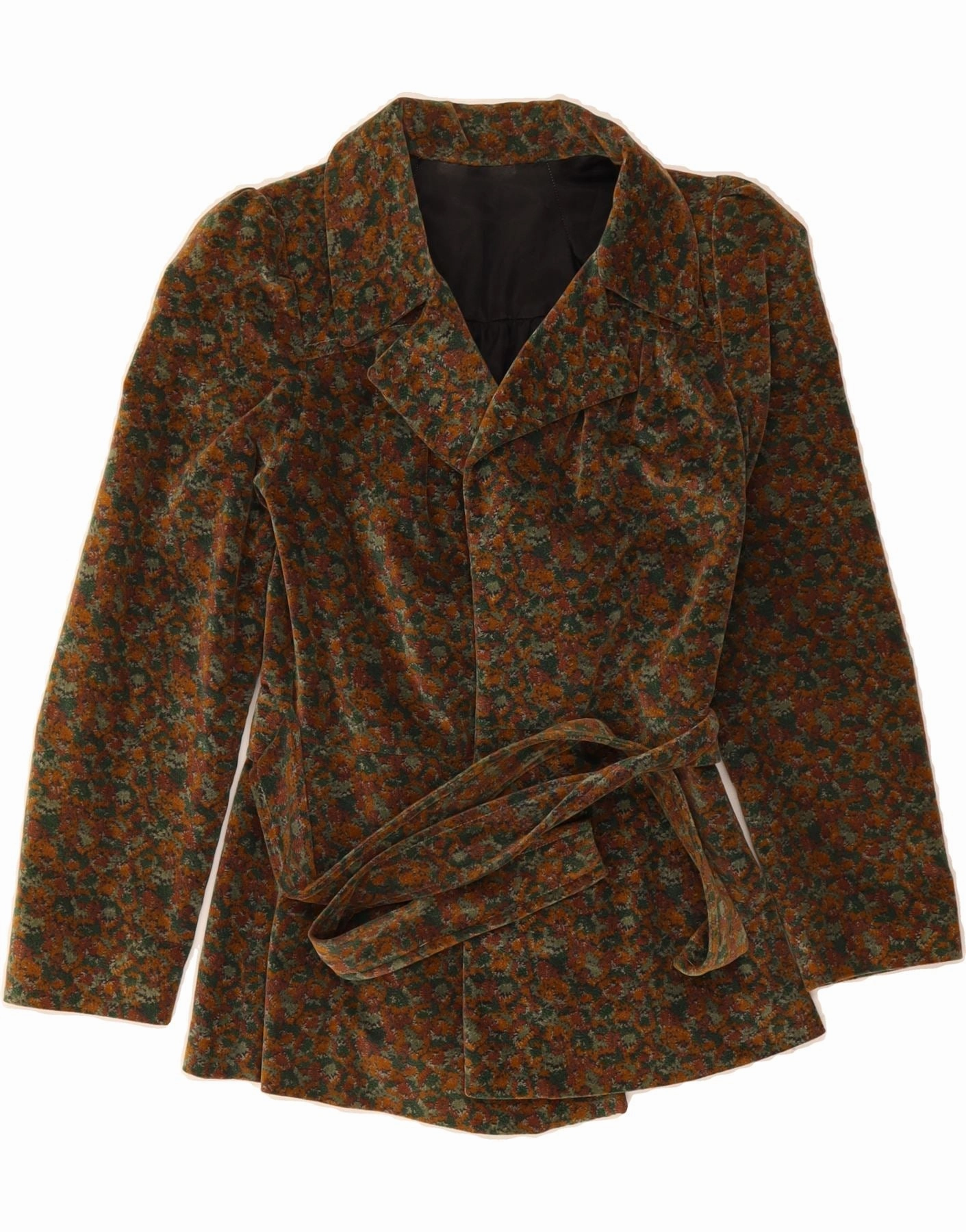 VINTAGE Womens Blazer Jacket UK 10 Small Brown Floral Business Ready Design