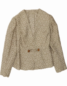 VINTAGE Womens Blazer Jacket UK 12 Medium Beige Spotted Advanced Thread Tensioning