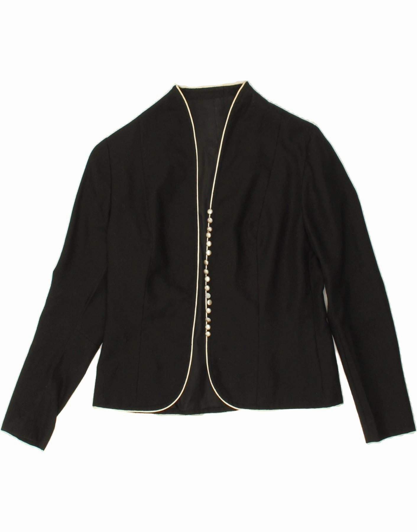 VINTAGE Womens Blazer Jacket UK 12 Medium Black Business Ready Style Timeless Style