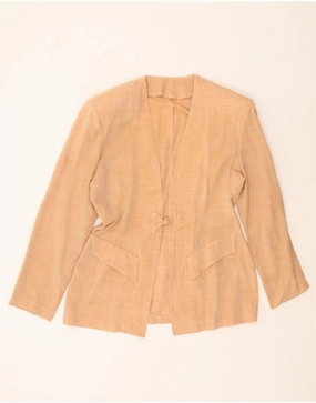 Sleek Silhouette Minimalist Aesthetic Detailing VINTAGE Womens Blazer Jacket UK 14 Large Beige