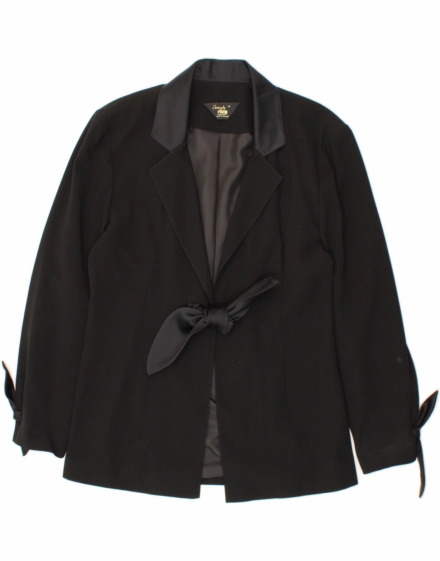 VINTAGE Womens Blazer Jacket UK 14 Medium Black Business Essentials Business Fit