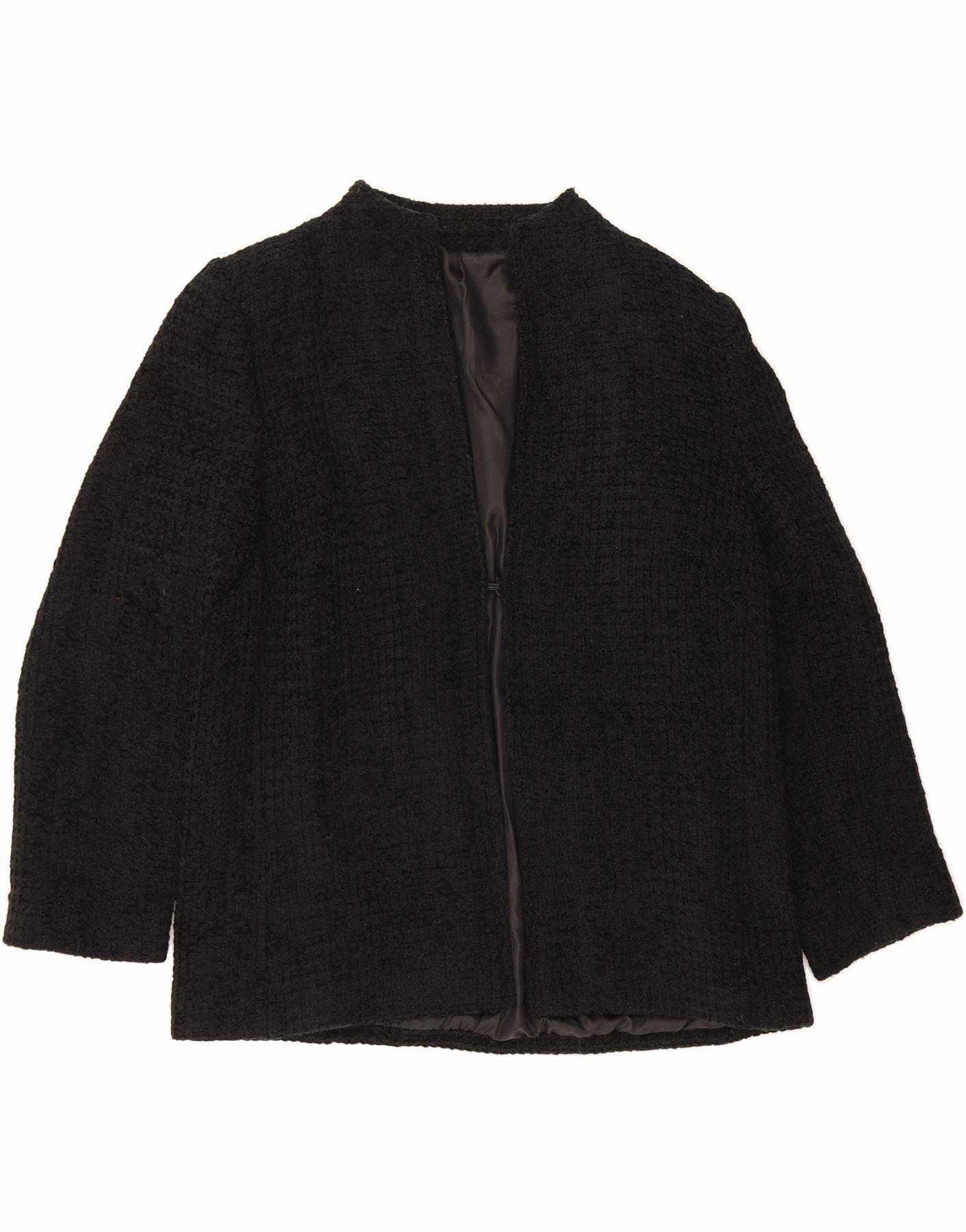 VINTAGE Womens Blazer Jacket UK 16 Large Black Acrylic Tailored Shoulder Padding