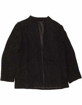 VINTAGE Womens Blazer Jacket UK 16 Large Black Acrylic Tailored Shoulder Padding