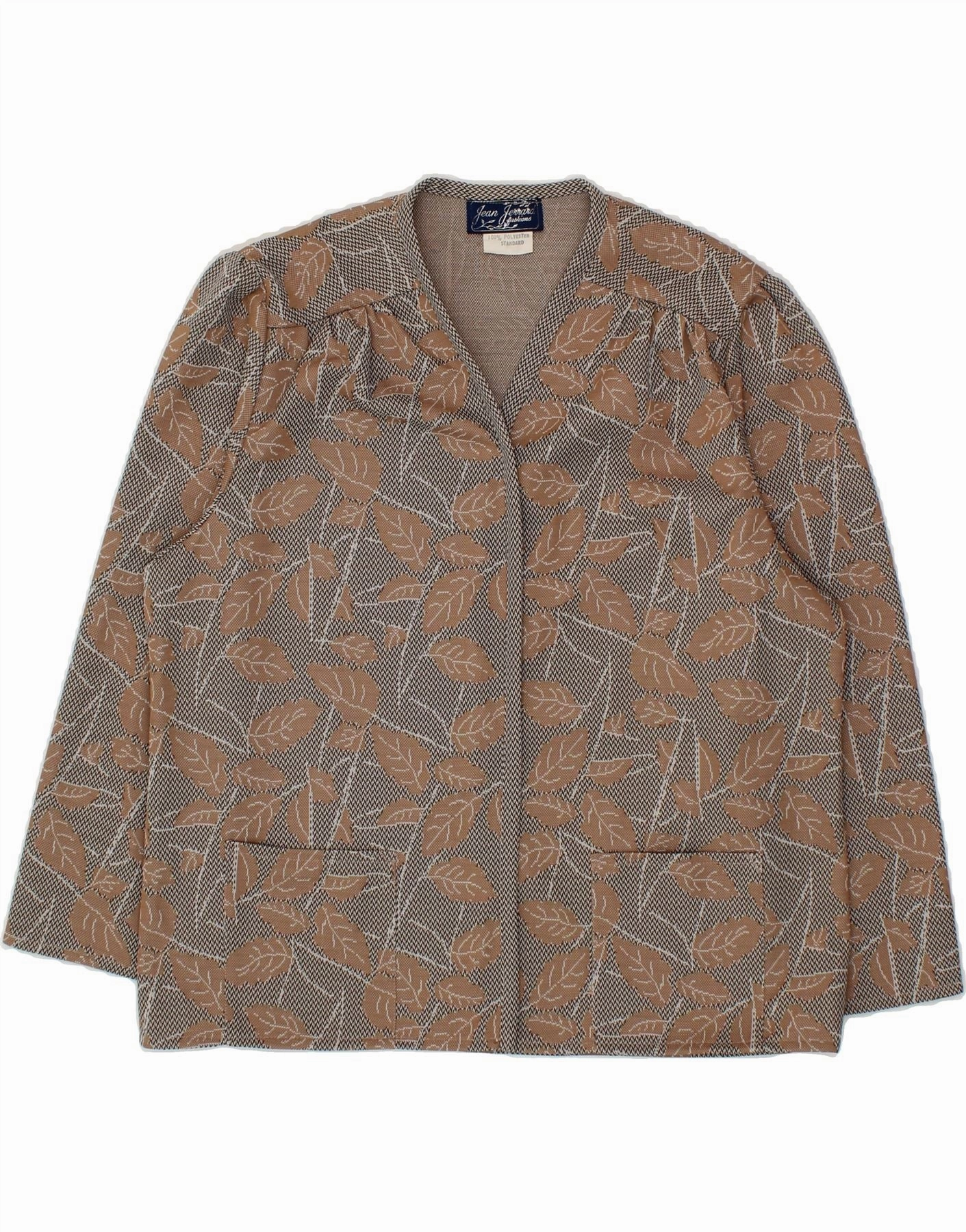 Layered Fit Sharp Look Wear VINTAGE Womens Blazer Jacket UK 16 Large Brown Floral Polyester