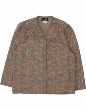 Layered Fit Sharp Look Wear VINTAGE Womens Blazer Jacket UK 16 Large Brown Floral Polyester