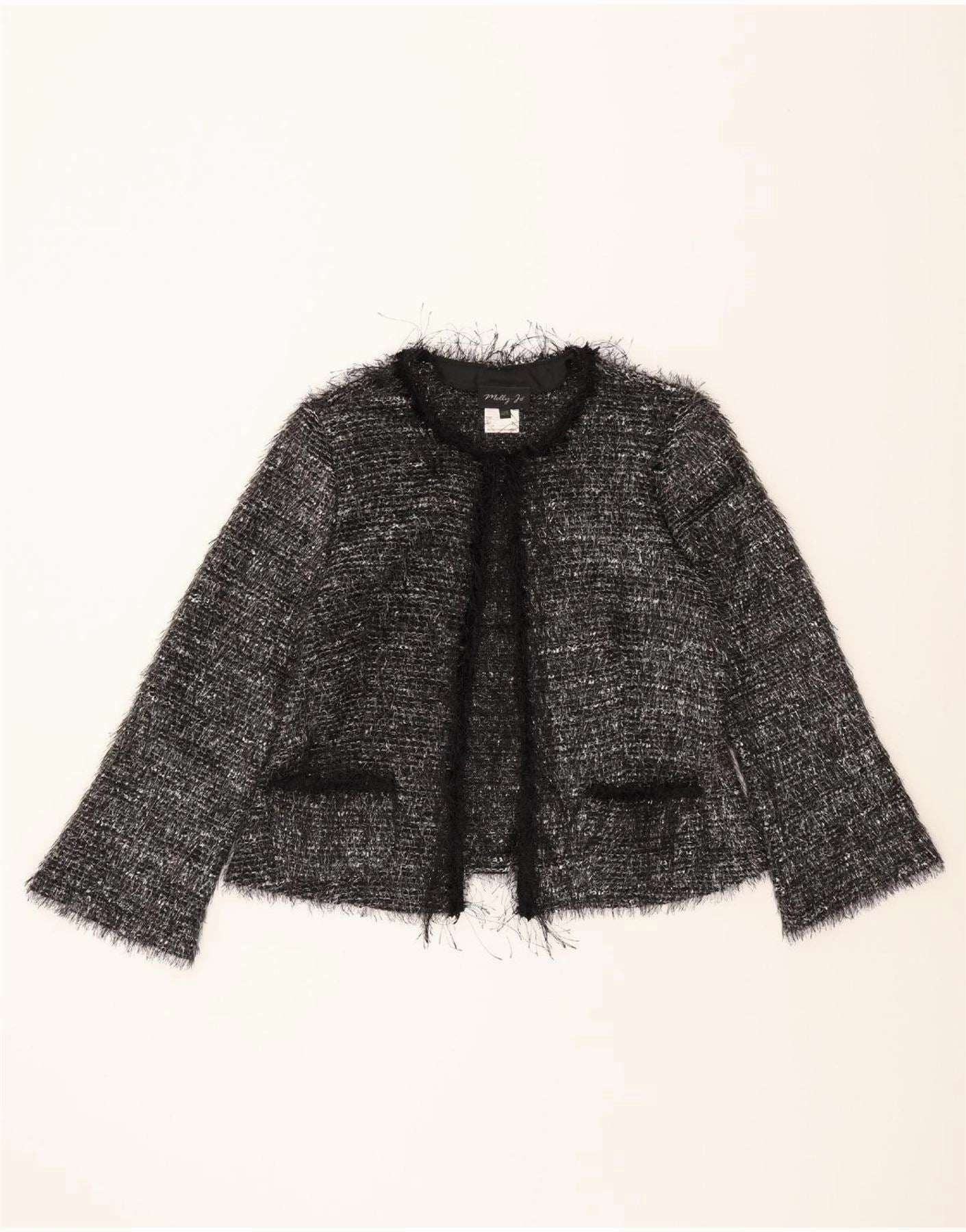 VINTAGE Womens Blazer Jacket UK 16 Large Grey Polyacrylic Casual Elegance