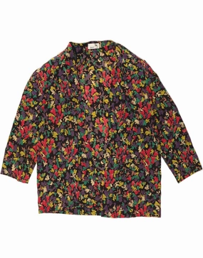 VINTAGE Womens Blazer Jacket UK 20 2XL Multicoloured Floral Acetate Elegant Fit Stylish Precision