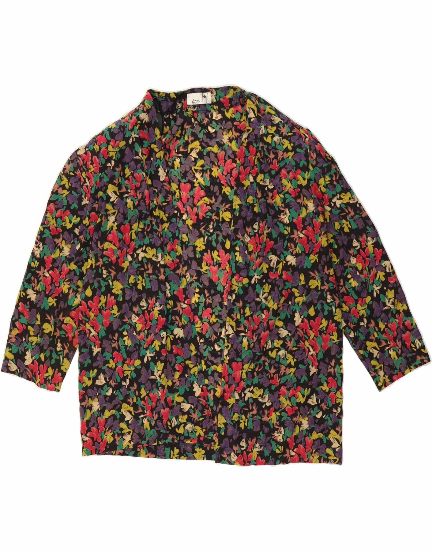 VINTAGE Womens Blazer Jacket UK 20 2XL Multicoloured Floral Acetate Elegant Fit Stylish Precision