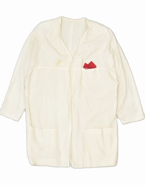 VINTAGE Womens Blazer Jacket UK 20 2XL Off White Cotton Premium Comfort Tailored Fit Design