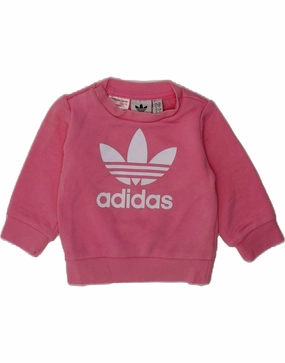 ADIDAS Baby Girls Graphic Sweatshirt Jumper 3-6 Months Pink Cotton Soft touch finish