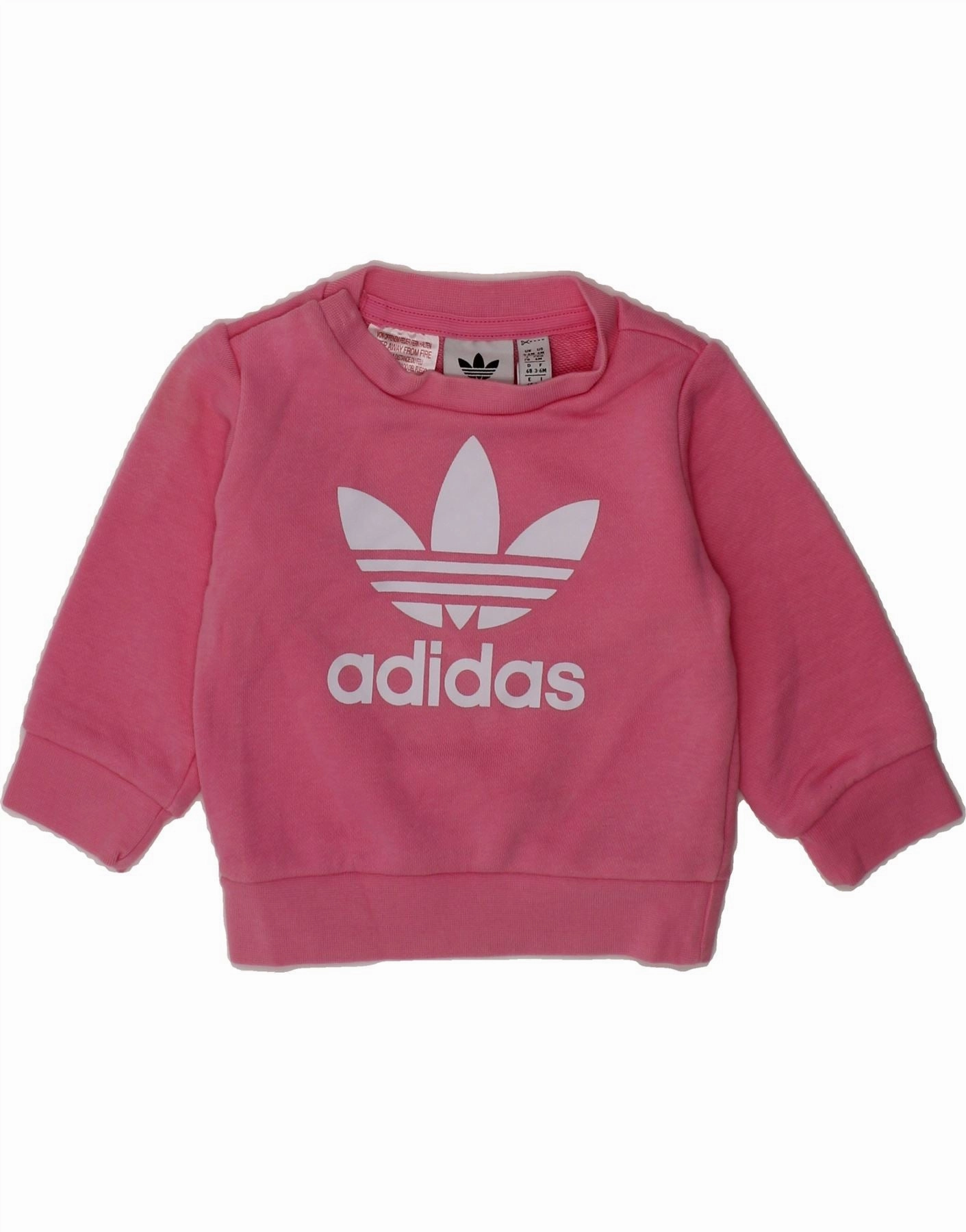 ADIDAS Baby Girls Graphic Sweatshirt Jumper 3-6 Months Pink Cotton Soft touch finish