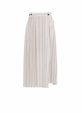 WASHER STRIPE PLEATED WRAP SKIRT Trend Detail Fitted Mood