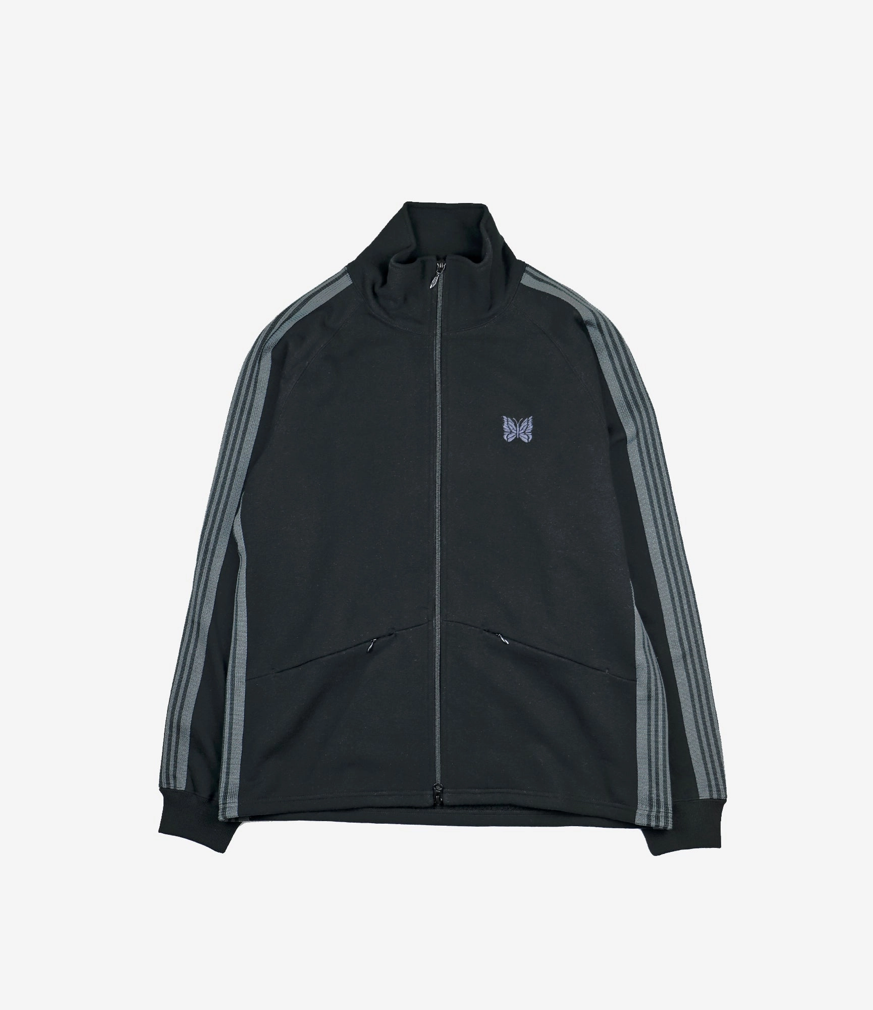 Warm Up Track Jacket ?C Black Cotton Fleece autumn season Rollaway Collar Feature