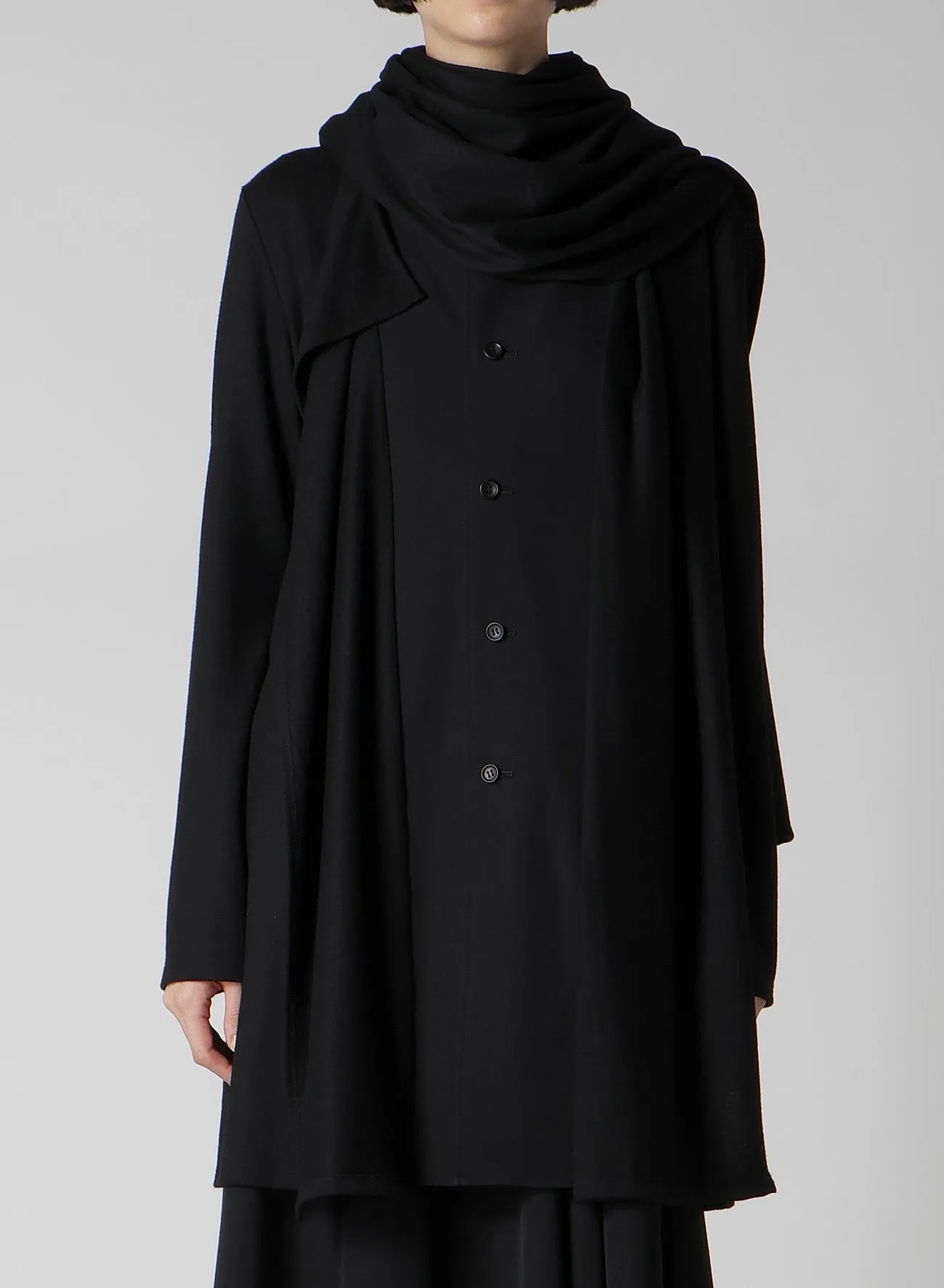 color block WASHABLE WOOL STOLE DETAIL LONG BLOUSE