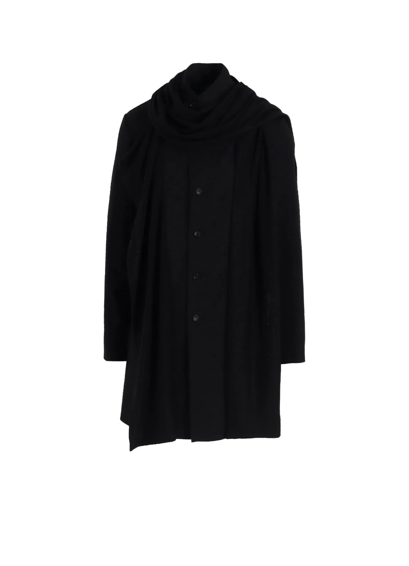 Smooth Zipper Design WASHABLE WOOL STOLE DETAIL LONG BLOUSE
