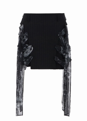 STRIPE RIBBON LACE-UP SHORT SKIRT Statement-Buttons ComfortFitDesign