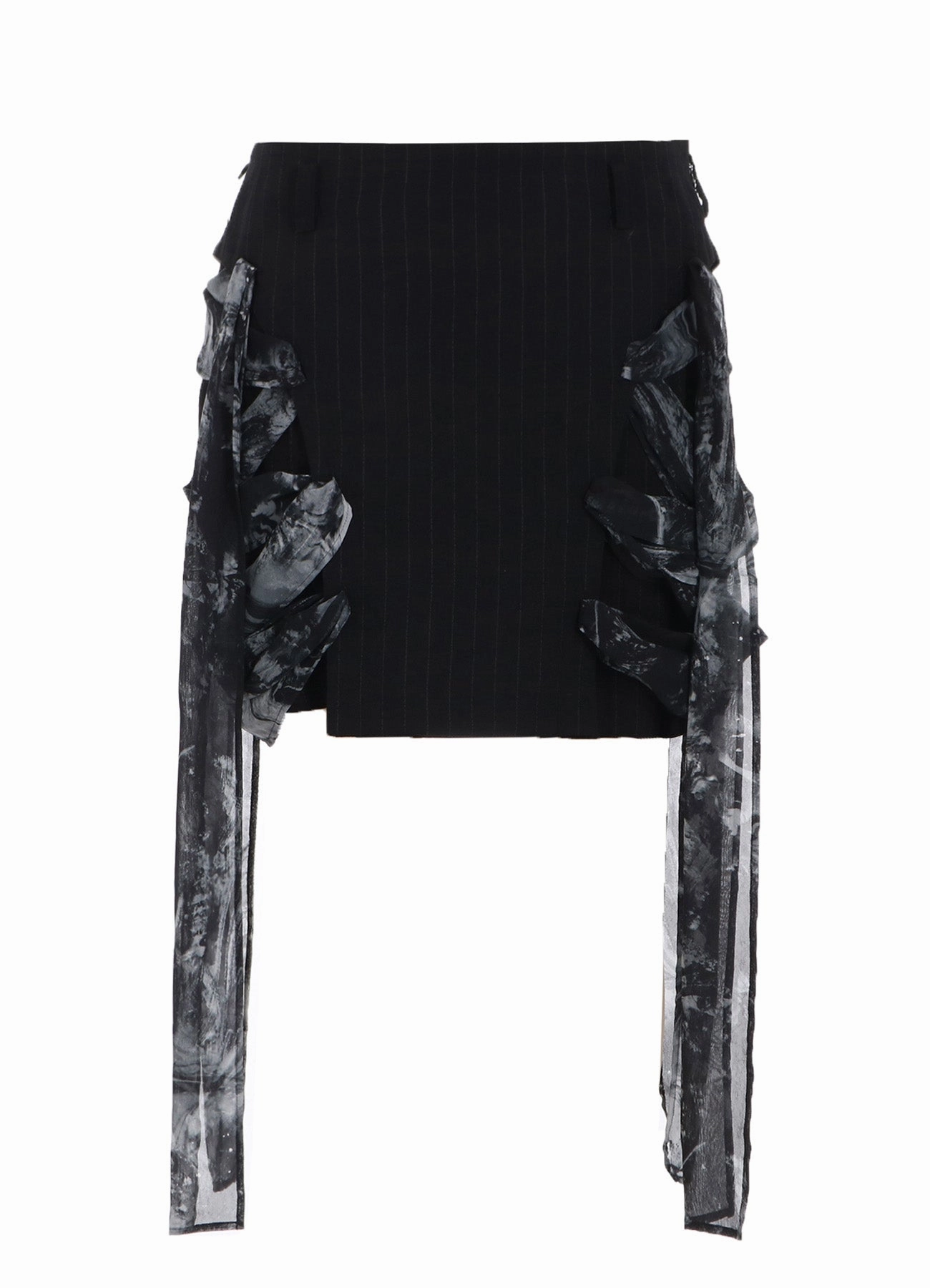 STRIPE RIBBON LACE-UP SHORT SKIRT Statement-Buttons ComfortFitDesign