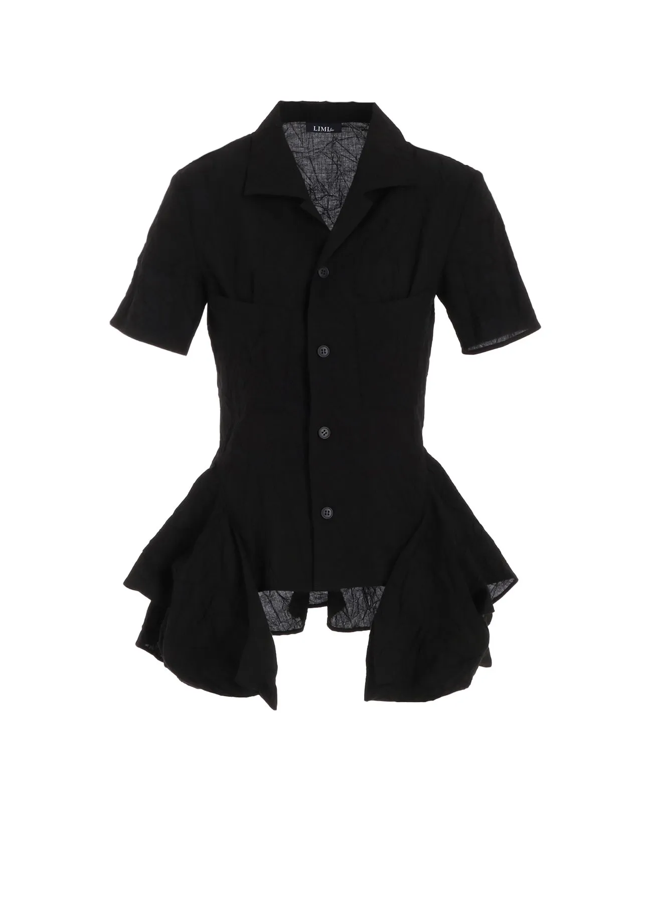 On-The-Go Style WASHER TYPEWRITER HEM FRILL BLOUSE