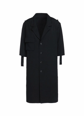WASHER FINISHED WOOL GABARDINE LONG JACKET WITH TAPED SLEEVES quick dry
