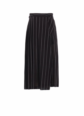 WASHER STRIPE PLEATED WRAP SKIRT Everyday Wear