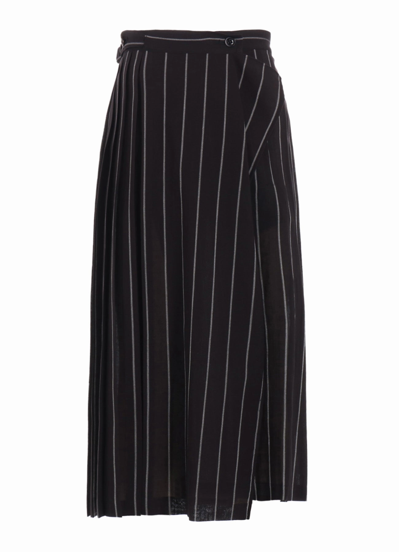 Transitional Style WASHER STRIPE PLEATED WRAP SKIRT