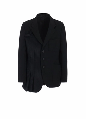 WASHER WOOL GABARDINE ASYMMETRICAL PLEATED JACKET Flexible Shoulder Seams Weekend Fit