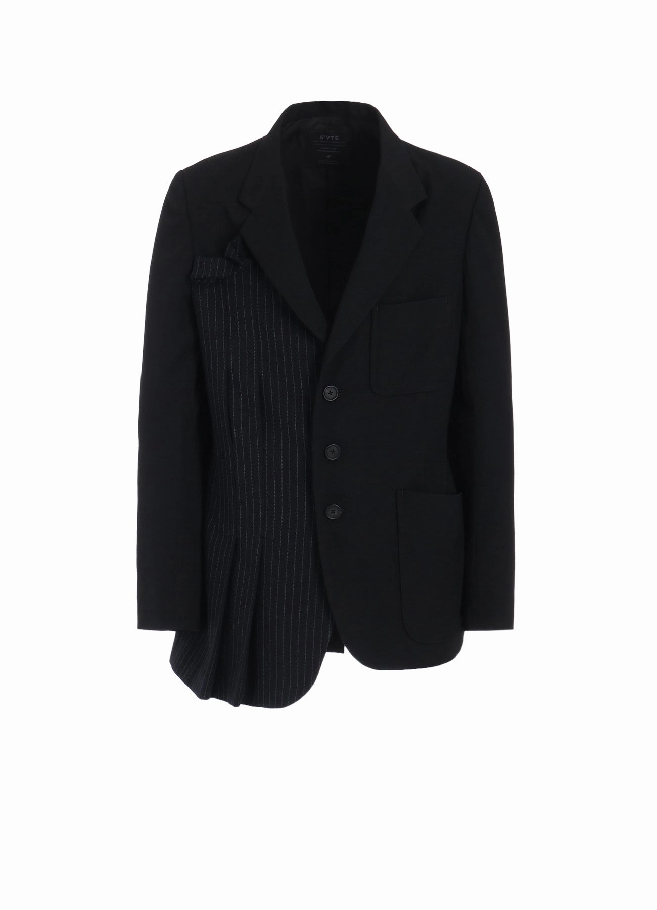 WASHER WOOL GABARDINE ASYMMETRICAL PLEATED JACKET Flexible Shoulder Seams Weekend Fit