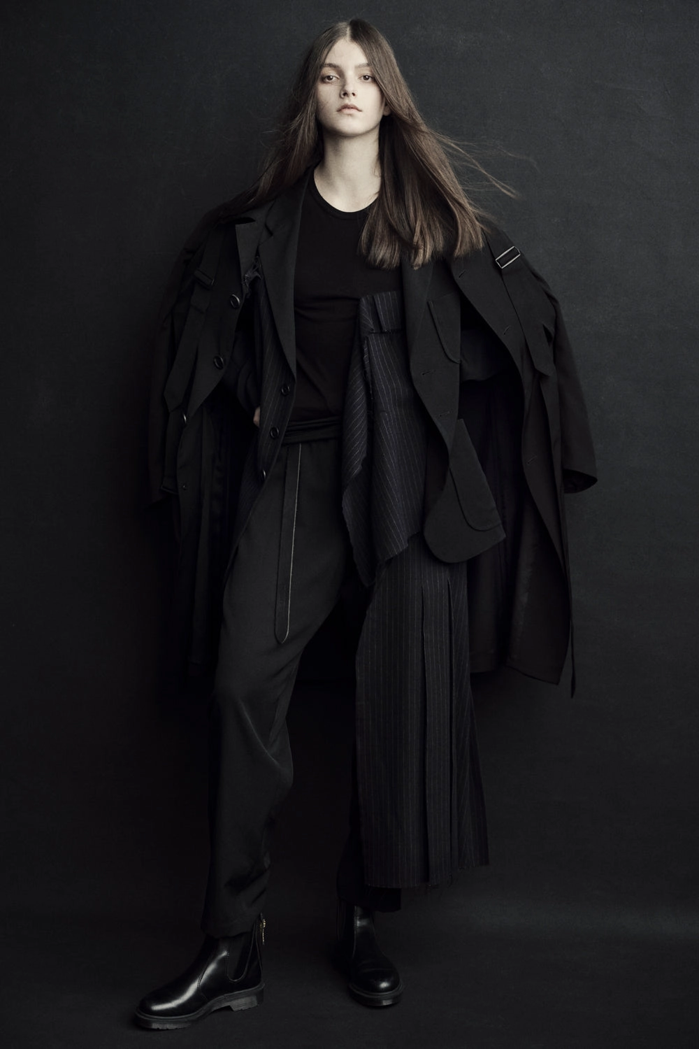 WASHER WOOL GABARDINE ASYMMETRICAL PLEATED JACKET suitable for dance parties High Visibility Elements