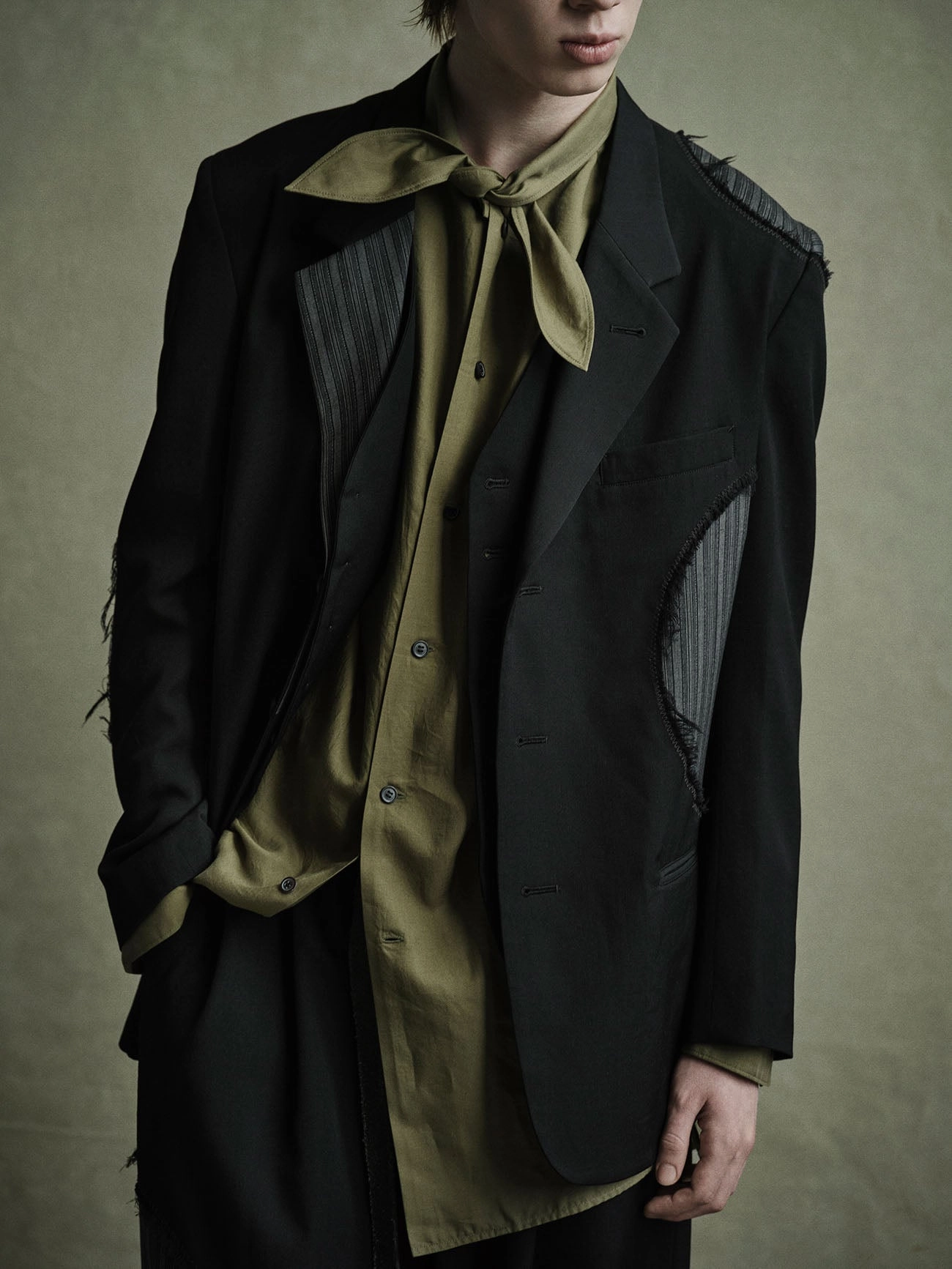 WASHER WOOL GABARDINE CUT-OUT STRIPED JACKET windy
