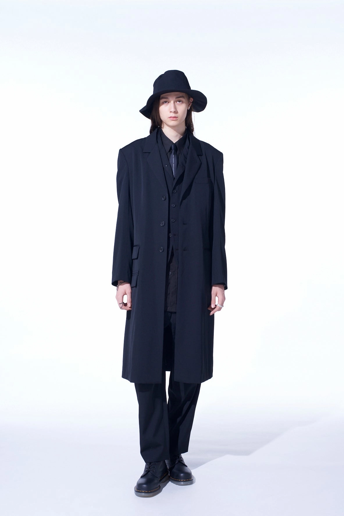 Fast Zip WASHER WOOL GABARDINE SLIM LONG JACKET
