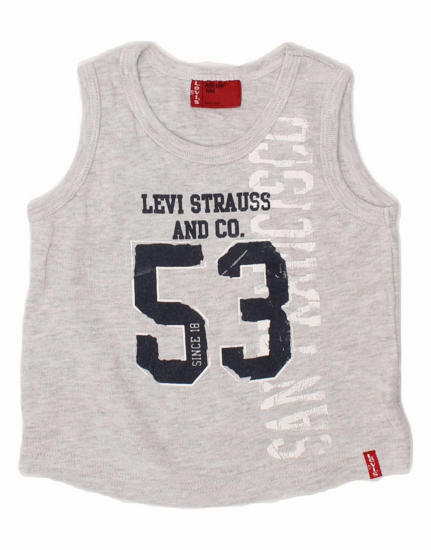 LEVI'S Baby Boys Graphic Vest Top 12-18 Months Grey Durable Buttons